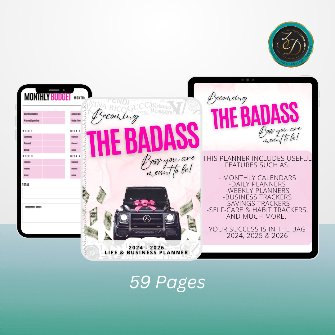 Becoming a Badass Printable Planner & Digital Planner 2024 & 2025 - 59 Pages