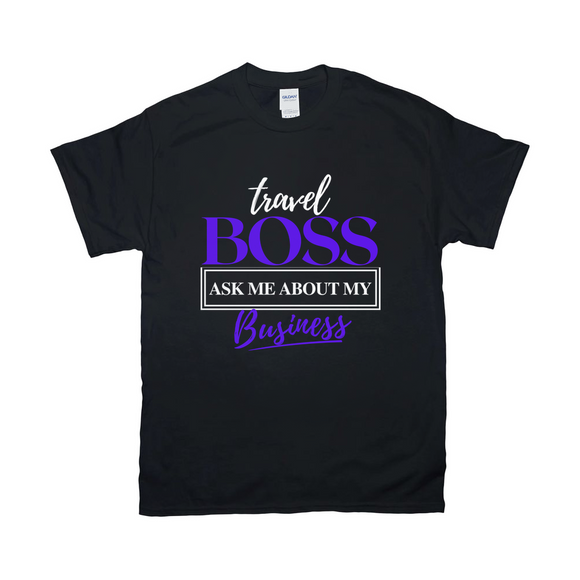 Travel Boss Black T-shirt - Purple